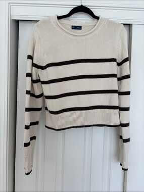 GAP Cream Sweater with Brown Stripes